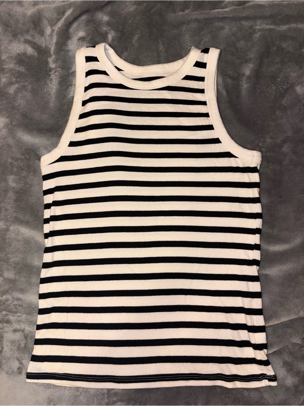 a new day Black and White Striped Tank Top